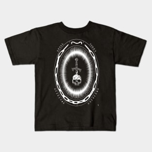 Skull with sword and inscriptions Kids T-Shirt